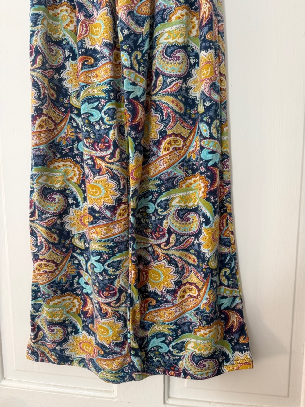 Wide Leg Paisley Print Women’s Pants - Navy Multicolor - Picture 3 of 4